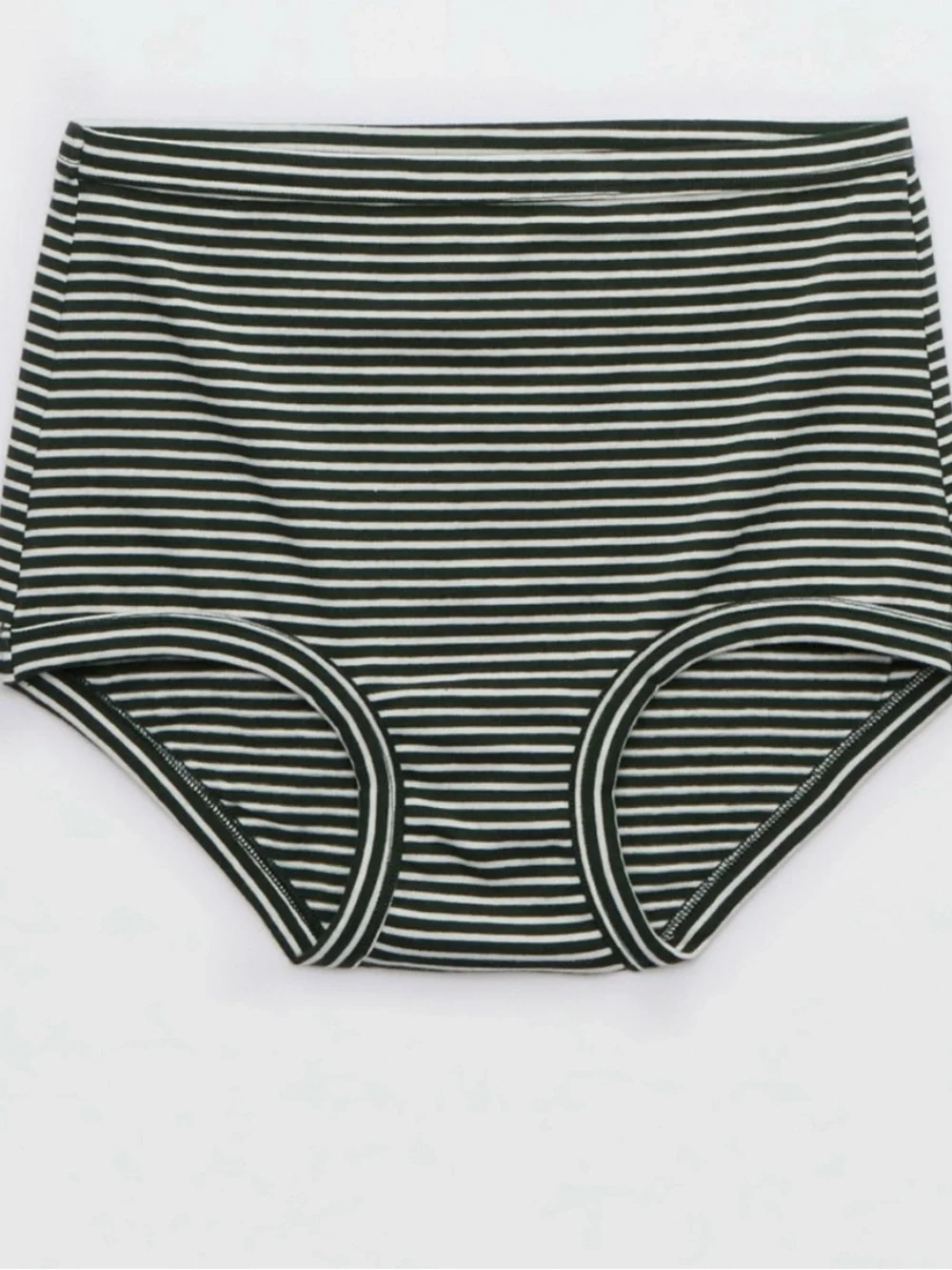 aerie High-Waist Striped Briefs in Black & White